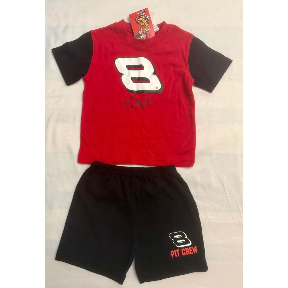 Winners Circle NASCAR Dale Earnhardt Jr 8 Kids T-Shirt Shorts Set Red Black 3T